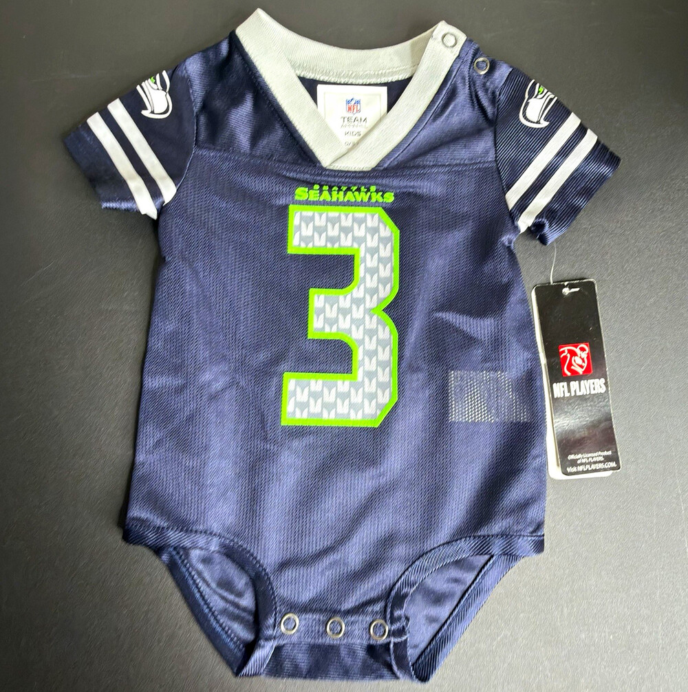 NFL Team Apparel Seattle Seahawks Wilson #3 Mesh Bodysuit 0-3M Blue